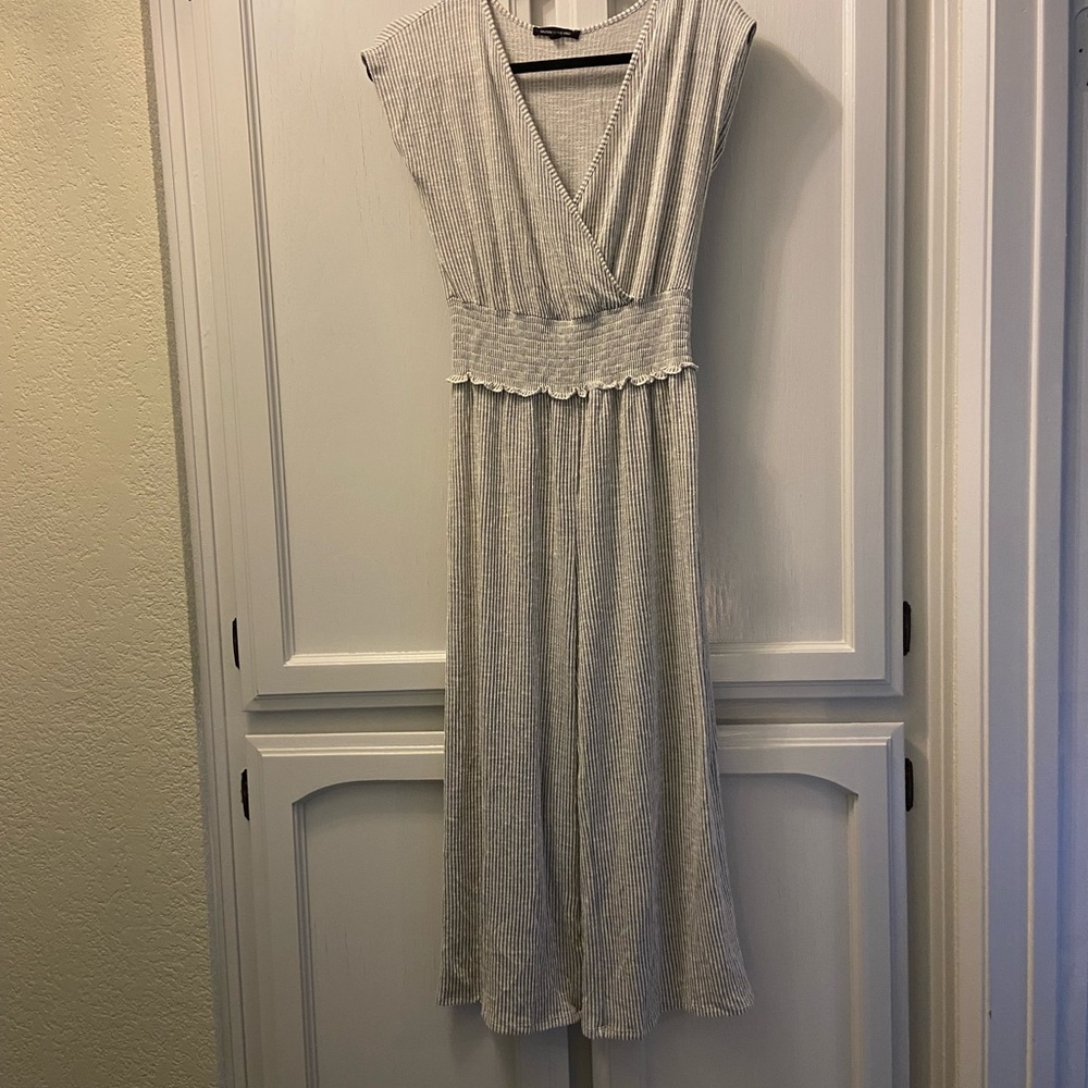 Caution To The Wind Gray Striped Maxi Dress